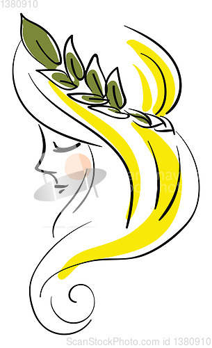 Image of Woman wearing leaf profile illustration basic RGB vector on whit