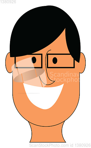 Image of Cartoon face of a man looking happy while laughing, vector or co