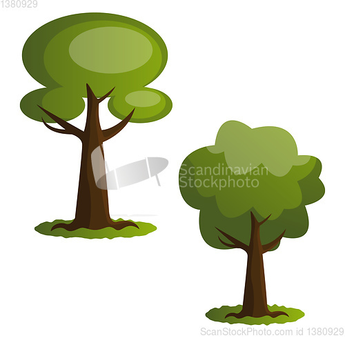 Image of Couple of green trees vector illustration on white background