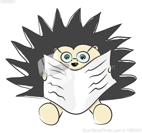 Image of The hedgehog reading the newspaper looks cute vector or color il