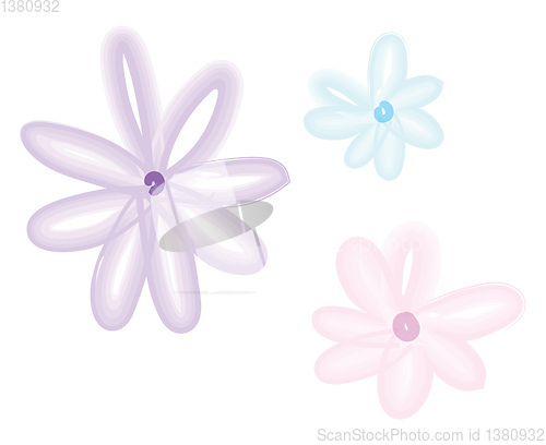 Image of An image of three flowers vector or color illustration