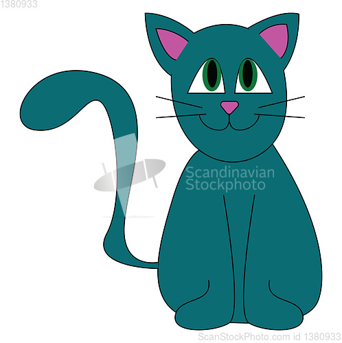 Image of A blue cat with green eyes looks cute vector or color illustrati