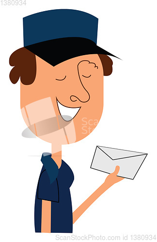 Image of Clipart of a postman carrying an envelope in his hand vector or 