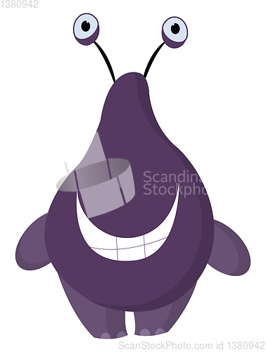 Image of Clipart of the big and happiest purple monster, vector or color 