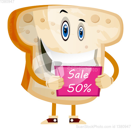Image of Bread on sale illustration vector on white background