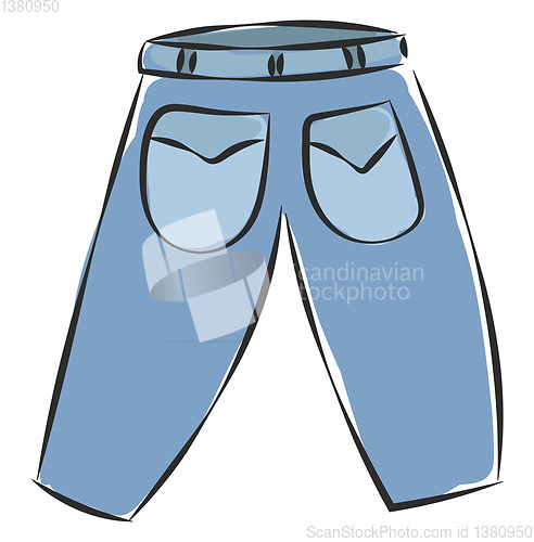 Image of Portrait of a showcase blue-colored jeans pant vector or color i