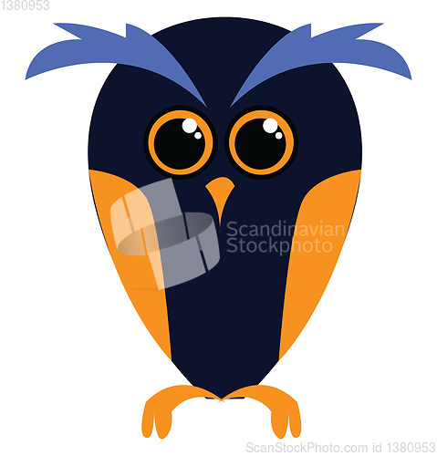Image of Dark blue owl with yellow wings  simple vector illustration on a