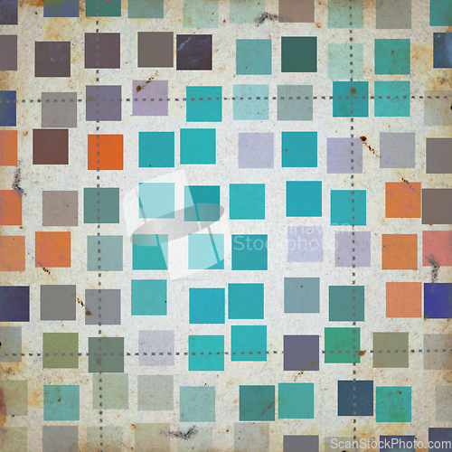 Image of grunge squares abstract pattern