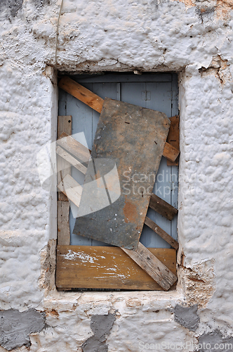 Image of old boarded up window frame background