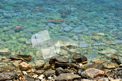 Image of sea water stone beach background