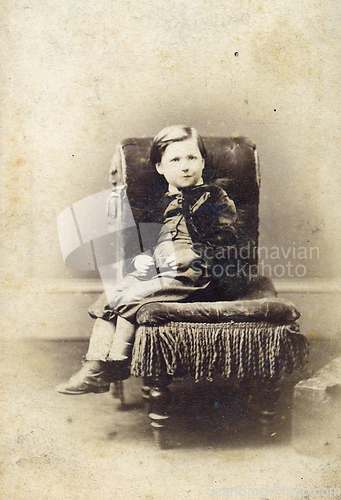 Image of portrait of victorian young boy antique photo