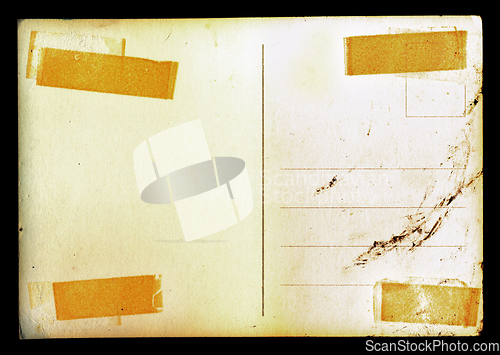 Image of vintage blank postcard background with stains