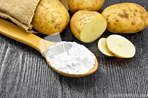 Image of Starch potato in spoon on board