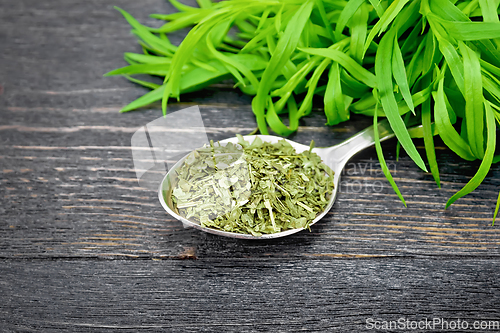 Image of Tarragon dried in spoon on board