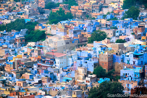 Image of Aerial view of Jodhpur Blue City. Jodphur, Rajasthan, India