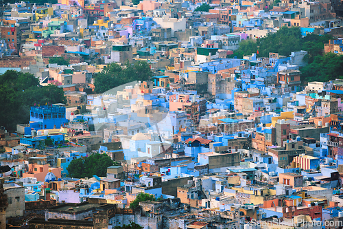 Image of Aerial view of Jodhpur Blue City. Jodphur, Rajasthan, India