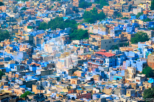 Image of Aerial view of Jodhpur Blue City. Jodphur, Rajasthan, India