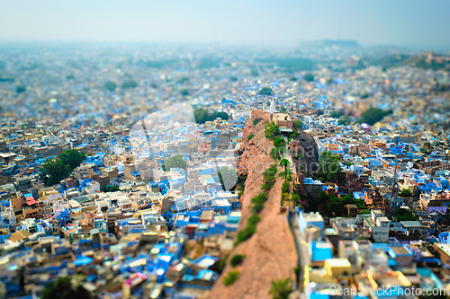 Image of Aerial view of Jodhpur Blue City. Jodphur, Rajasthan, India