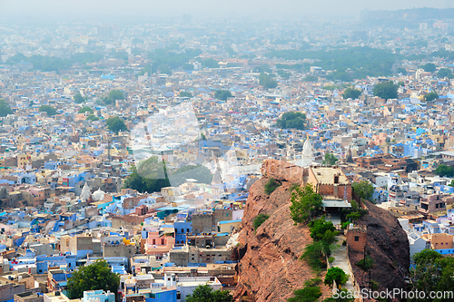 Image of Aerial view of Jodhpur Blue City. Jodphur, Rajasthan, India