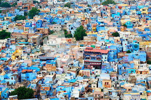 Image of Aerial view of Jodhpur Blue City. Jodphur, Rajasthan, India