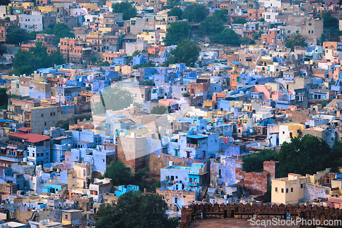 Image of Aerial view of Jodhpur Blue City. Jodphur, Rajasthan, India