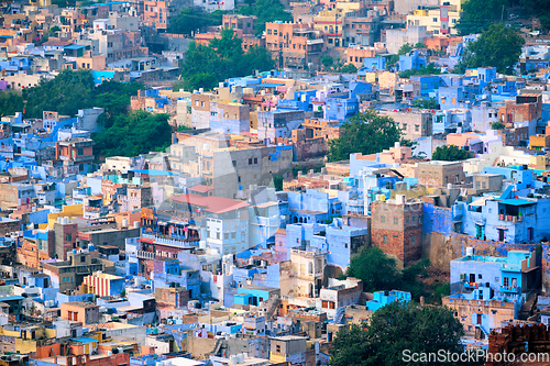 Image of Aerial view of Jodhpur Blue City. Jodphur, Rajasthan, India