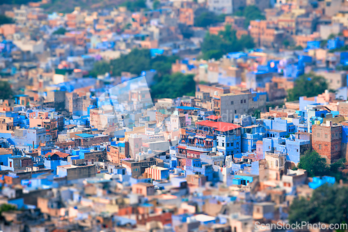 Image of Aerial view of Jodhpur Blue City. Jodphur, Rajasthan, India