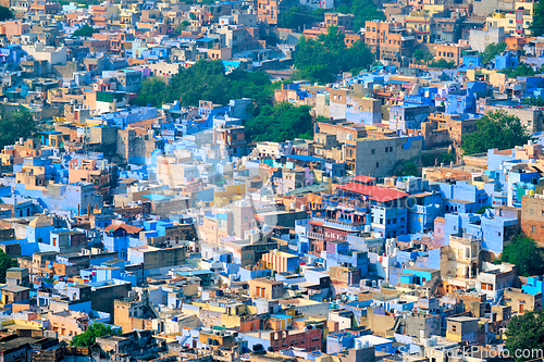 Image of Aerial view of Jodhpur Blue City. Jodphur, Rajasthan, India