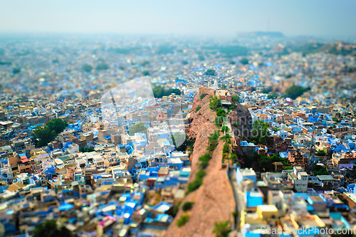 Image of Aerial view of Jodhpur Blue City. Jodphur, Rajasthan, India