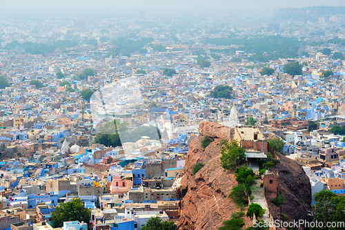 Image of Aerial view of Jodhpur Blue City. Jodphur, Rajasthan, India