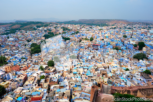 Image of Aerial view of Jodhpur Blue City. Jodphur, Rajasthan, India