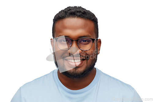 Image of smiling african american man in glasses