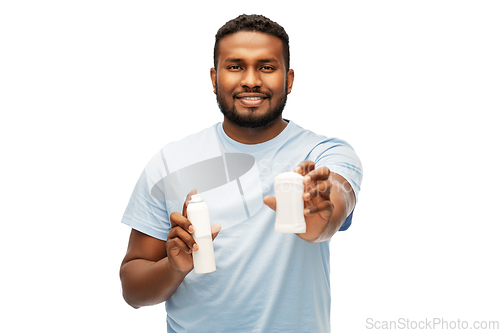 Image of african american man with antiperspirant deodorant