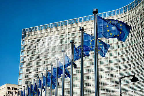 Image of EU flags in front of European Commission