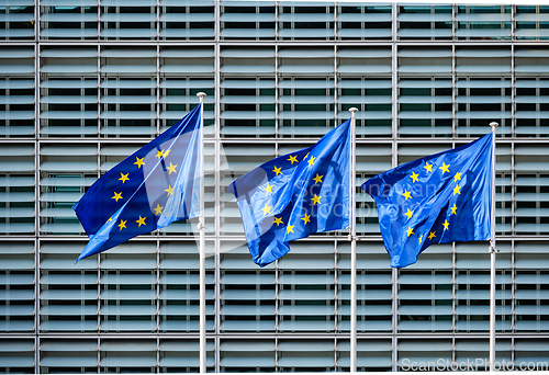 Image of EU flags in front of European Commission