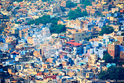 Image of Aerial view of Jodhpur Blue City. Jodphur, Rajasthan, India