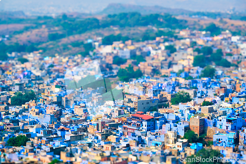 Image of Aerial view of Jodhpur Blue City. Jodphur, Rajasthan, India