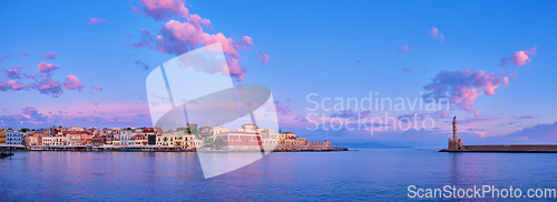 Image of Picturesque old port of Chania, Crete island. Greece