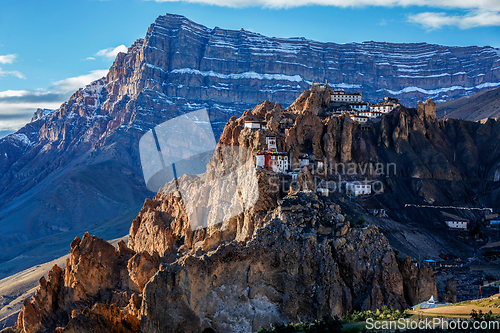 Image of Dhankar monastry perched on a cliff in Himalayas, India