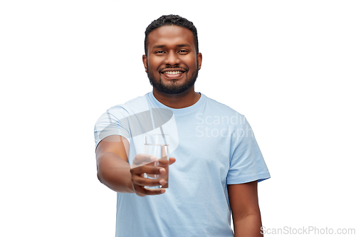 Image of happy african american man with glass of water