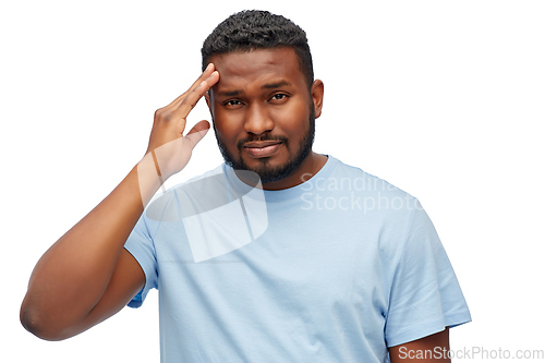 Image of stressed young african american man with headache