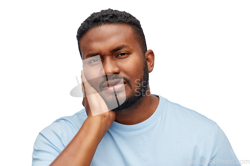 Image of african american man suffering from toothache