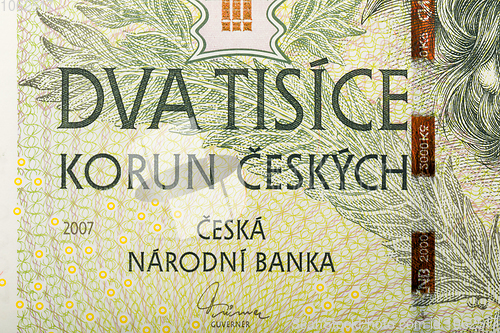 Image of detail of czech banknote