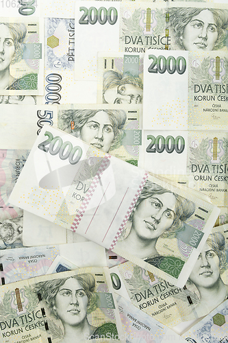 Image of czech banknotes crowns background