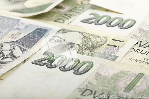 Image of czech banknotes crowns background