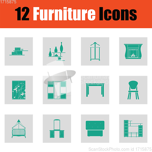 Image of Home furniture icon set