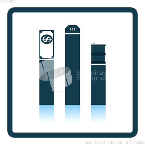Image of Oil, dollar and gold chart concept icon