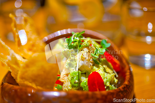 Image of avocado and shrimps salad