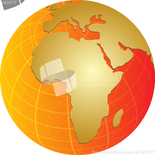 Image of Map of Africa on globe  illustration