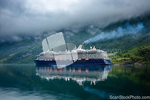 Image of Cruise Liners On Geiranger fjord, Norway